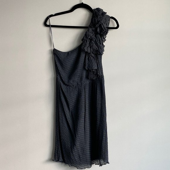 REBECCA TAYLOR Grey Single-Shoulder Dress - Picture 1 of 6